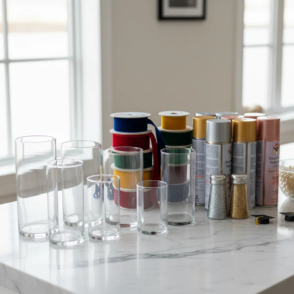 A neatly organized craft station for mass producing party decor