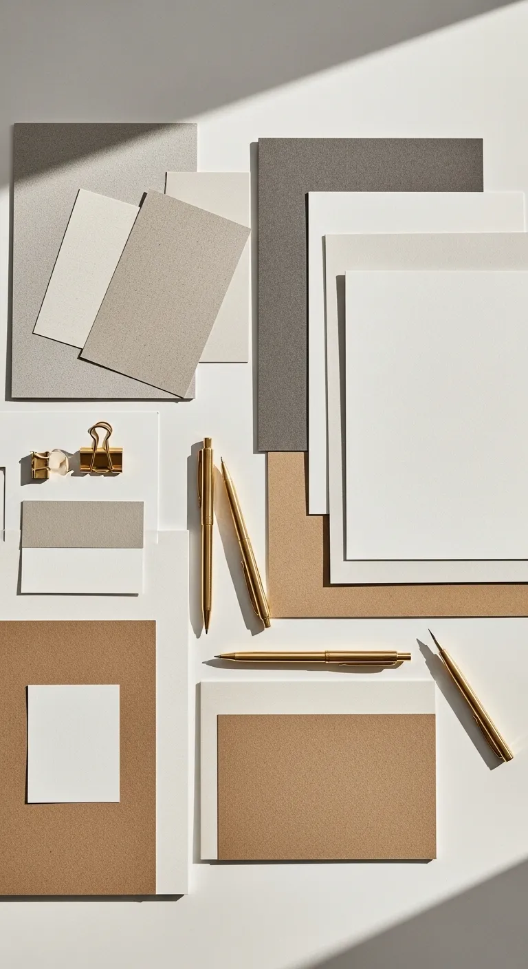 Premium Paper Materials for Labels Flat lay of textured linen and matte paper samples for wine labels