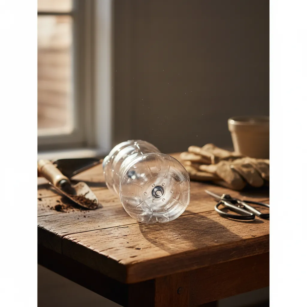 Drainage Holes in DIY Bird Feeder Close up of drainage holes drilled into the bottom of a homemade plastic bird feeder