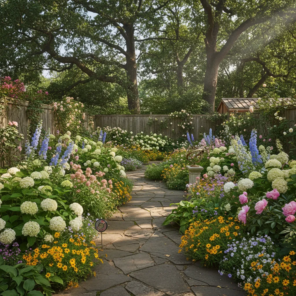 Garden Sunlight Mapping Guide Dappled sunlight hitting a garden bed showing partial shade zones