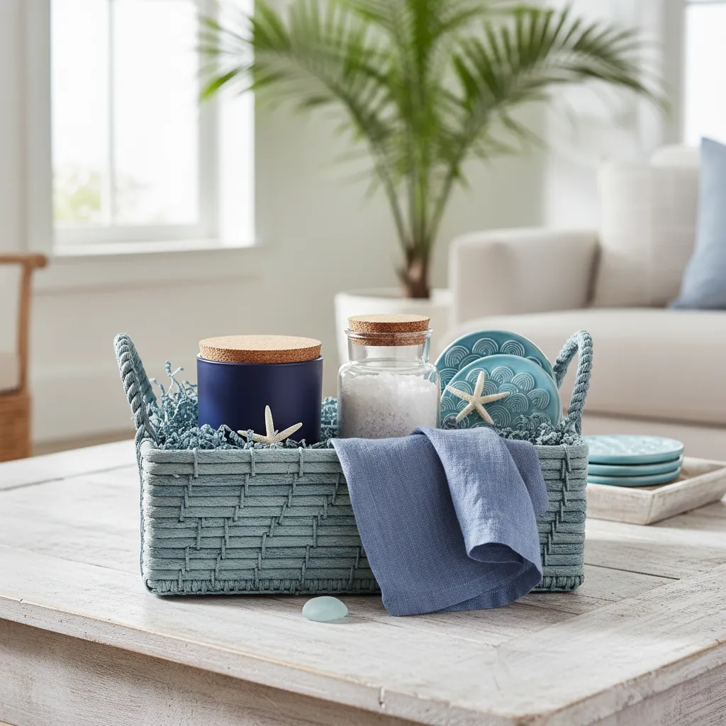 Ocean Inspired Gift Items A collection of blue and white coastal themed gift items