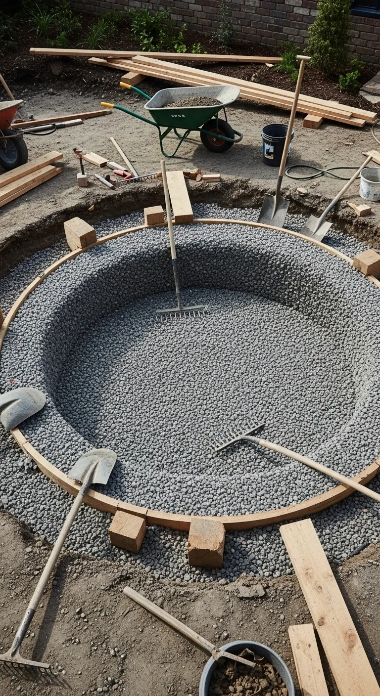 Stock Tank Pool Foundation Prep Gravel base preparation for installing a stock tank pool