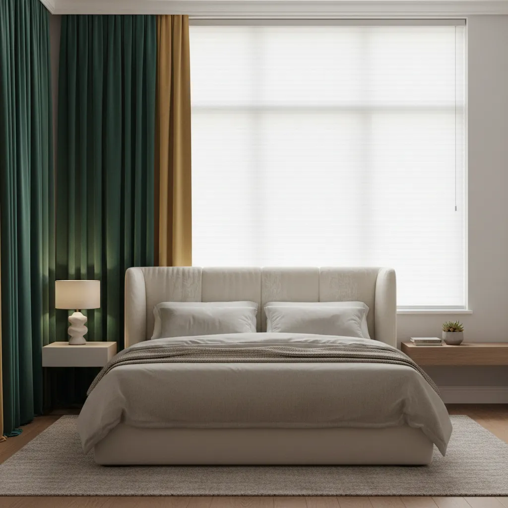 Cost Analysis Blinds Curtains Split view comparing cost of bedroom blinds and curtains