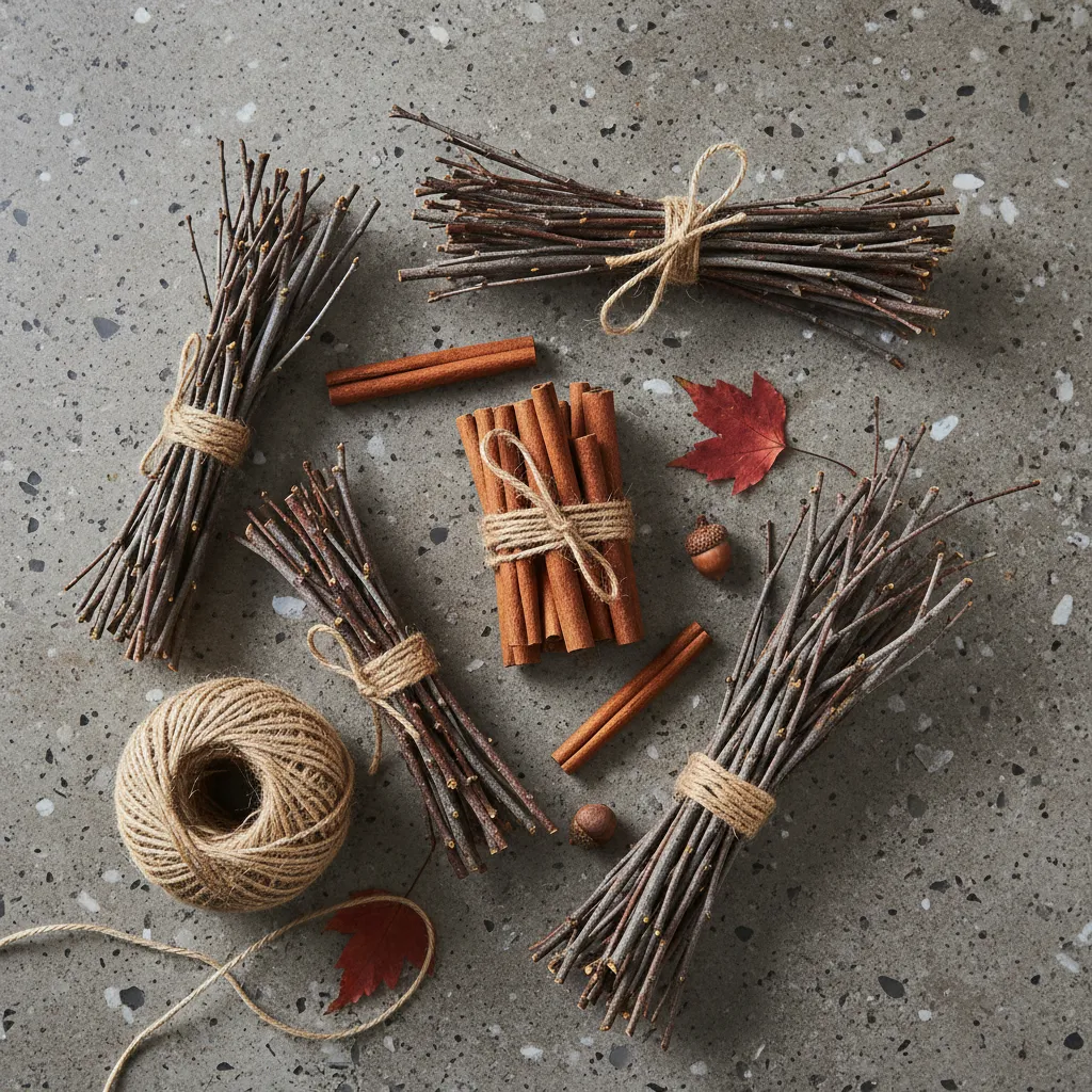 Materials for making cinnamon stick wall bundles