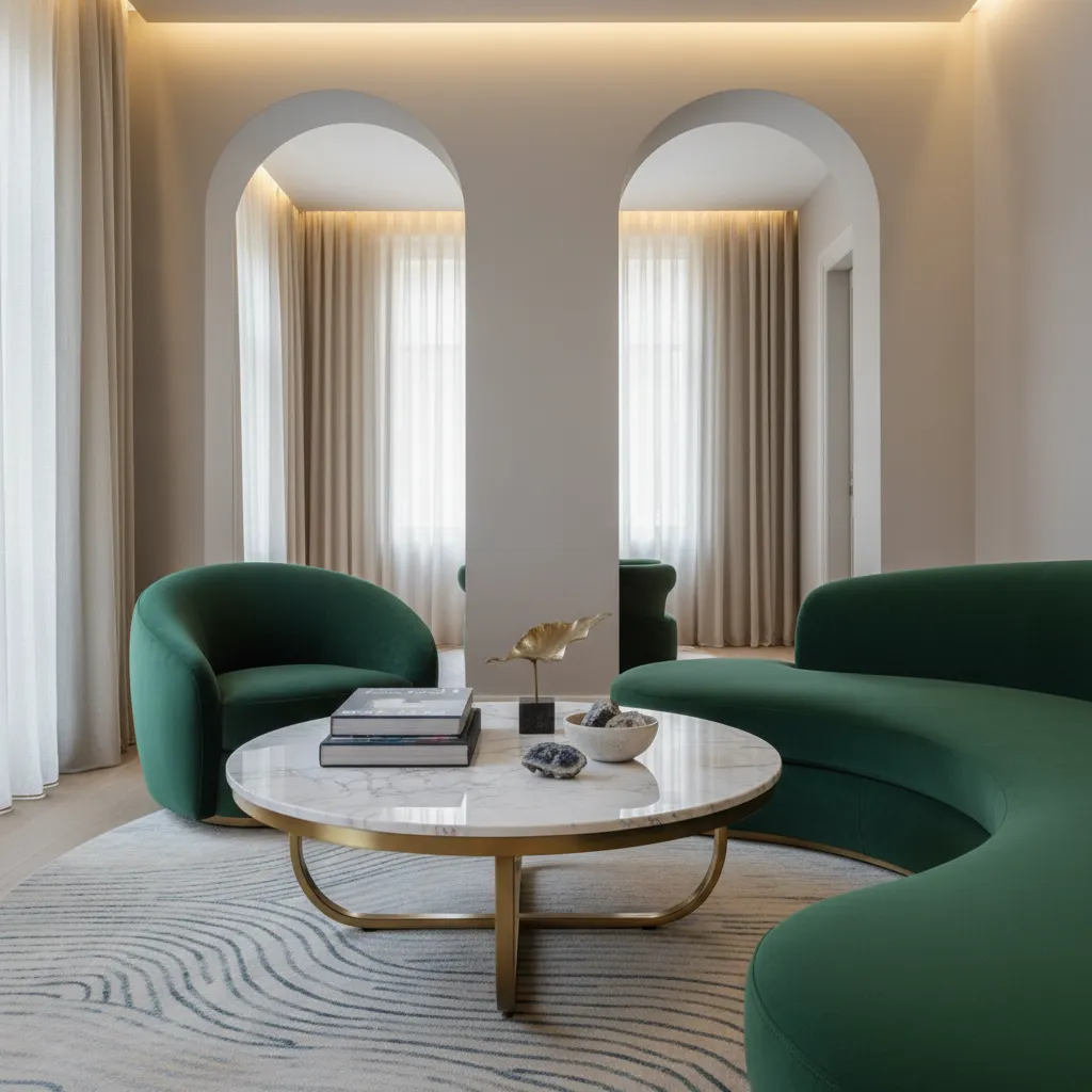 Round Coffee Table Narrow Room Round marble coffee table maximizing flow in a narrow living space