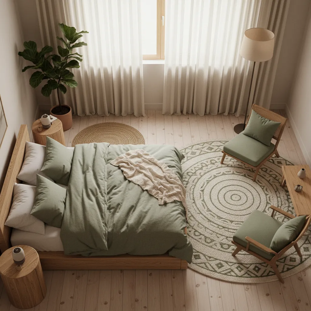 Earthy Zen Sims 4 Bedroom Warm earthy bedroom design using Sims 4 base game aesthetic items
